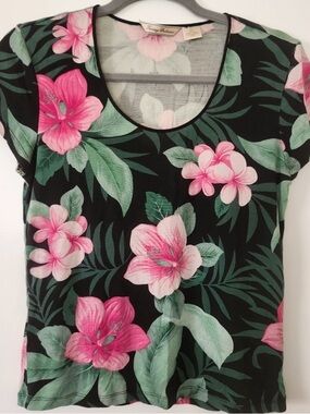 Tommy Bahama 100% Silk Tropical Cropped Short Sleeve Shirt Medium Hawaiian